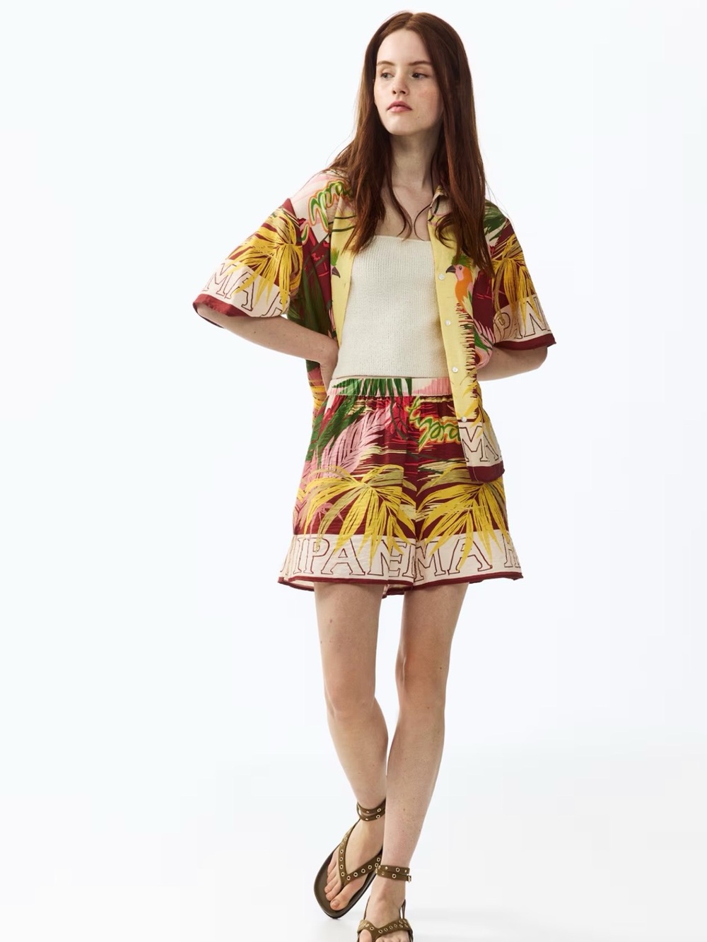 Tropical Print Set (shirt & Shorts) in Yellow & Green NWT SZ XS